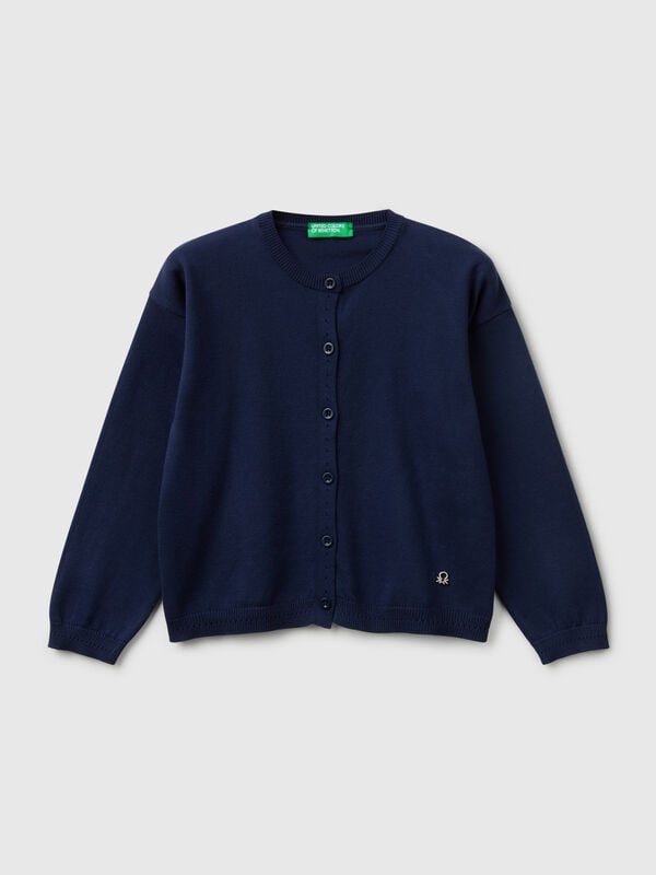 Cardigan à col ras du cou en pur coton Filles