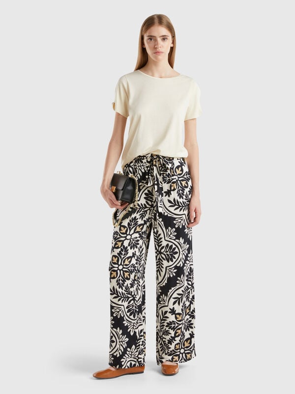 Pantalon fluide fleuri Femme