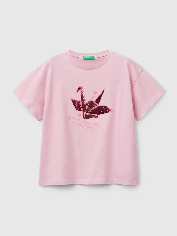 T-shirt avec imprimé et paillettes Filles