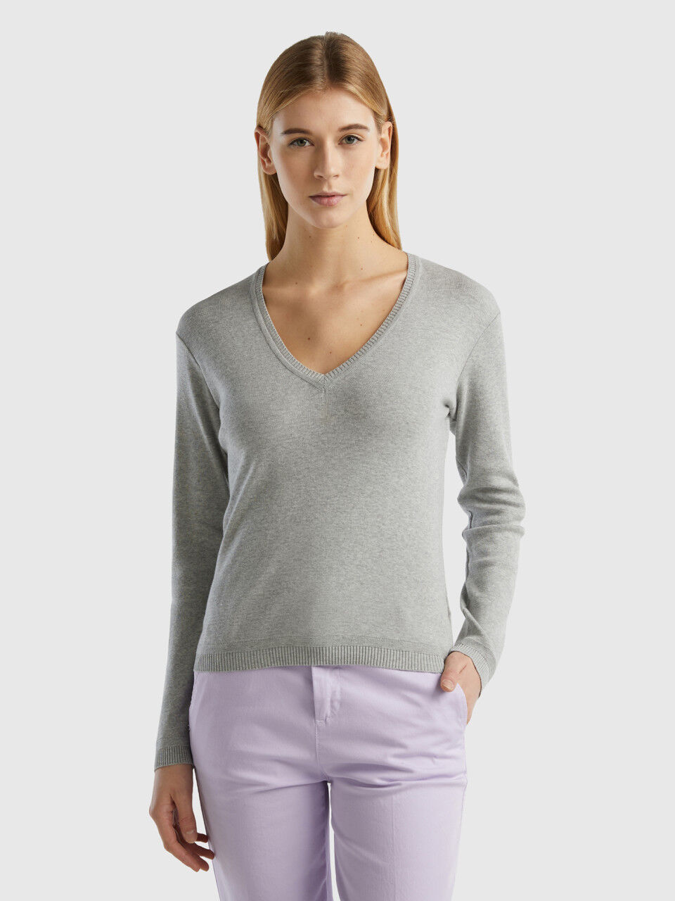 Benetton pull 2025 femme col v