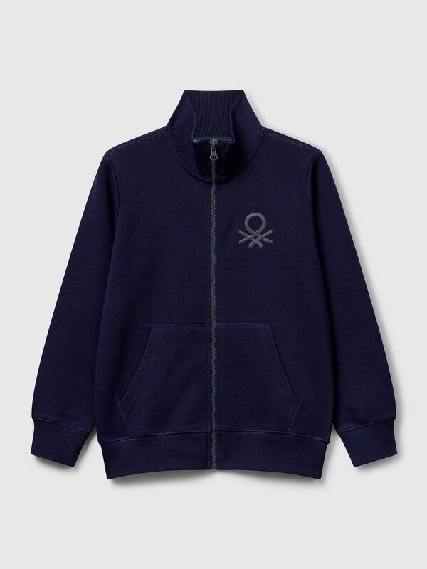 Sweat-shirt zippé en pur coton Garçon
