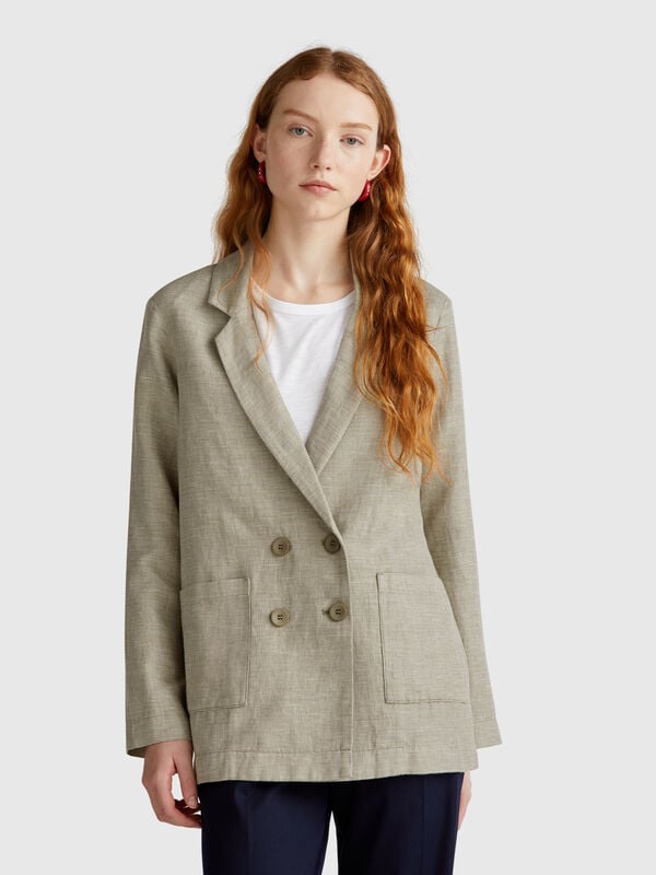 Veste croisée en lin mélangé Femme