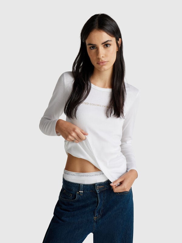 T-shirt à manches longues 100 % coton Femme