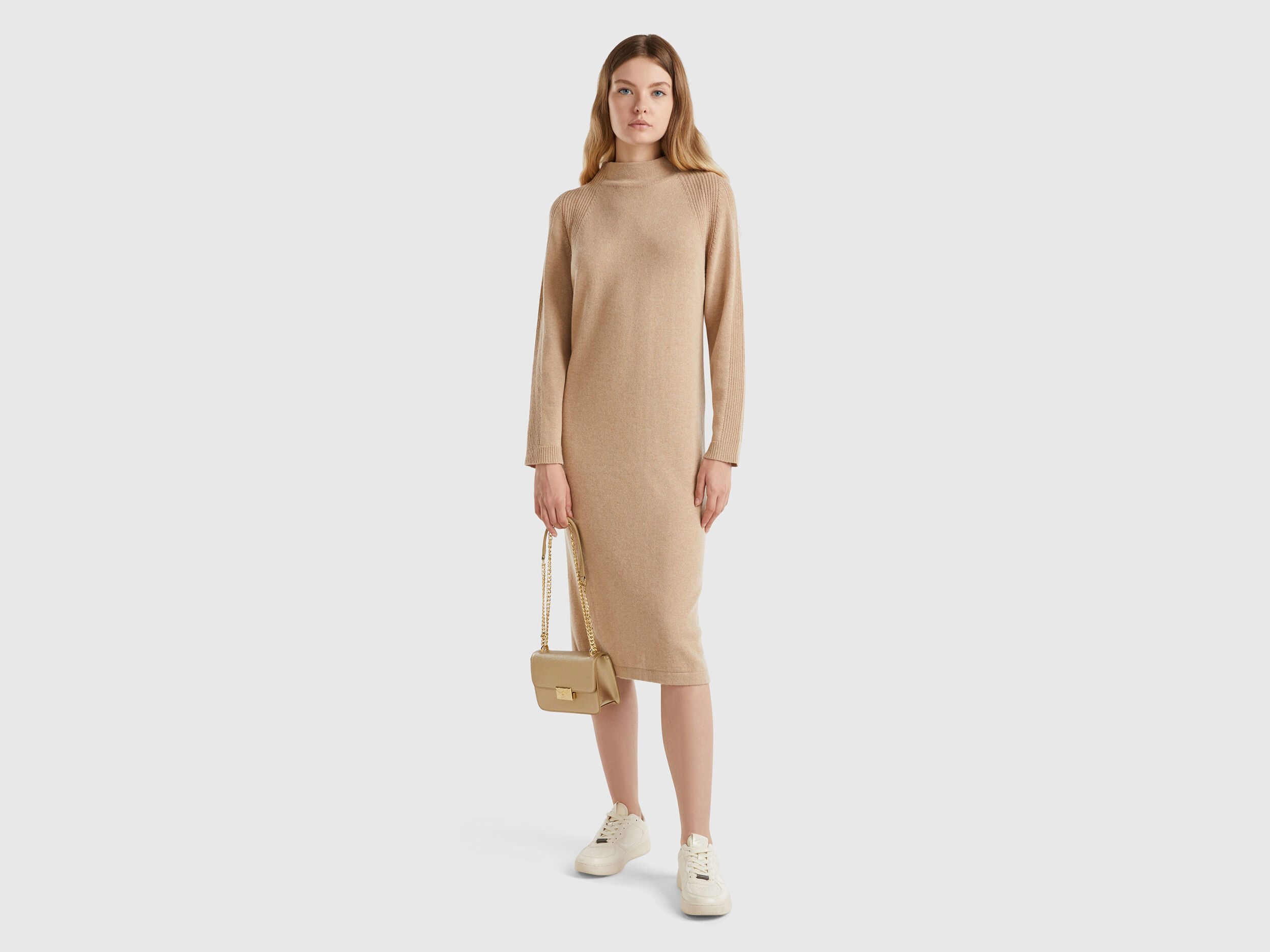 Robe midi en cachemire melange Camel Benetton