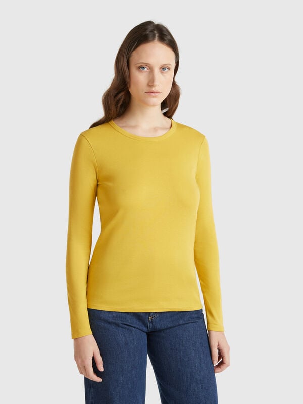T-shirt à manches longues en pur coton Femme