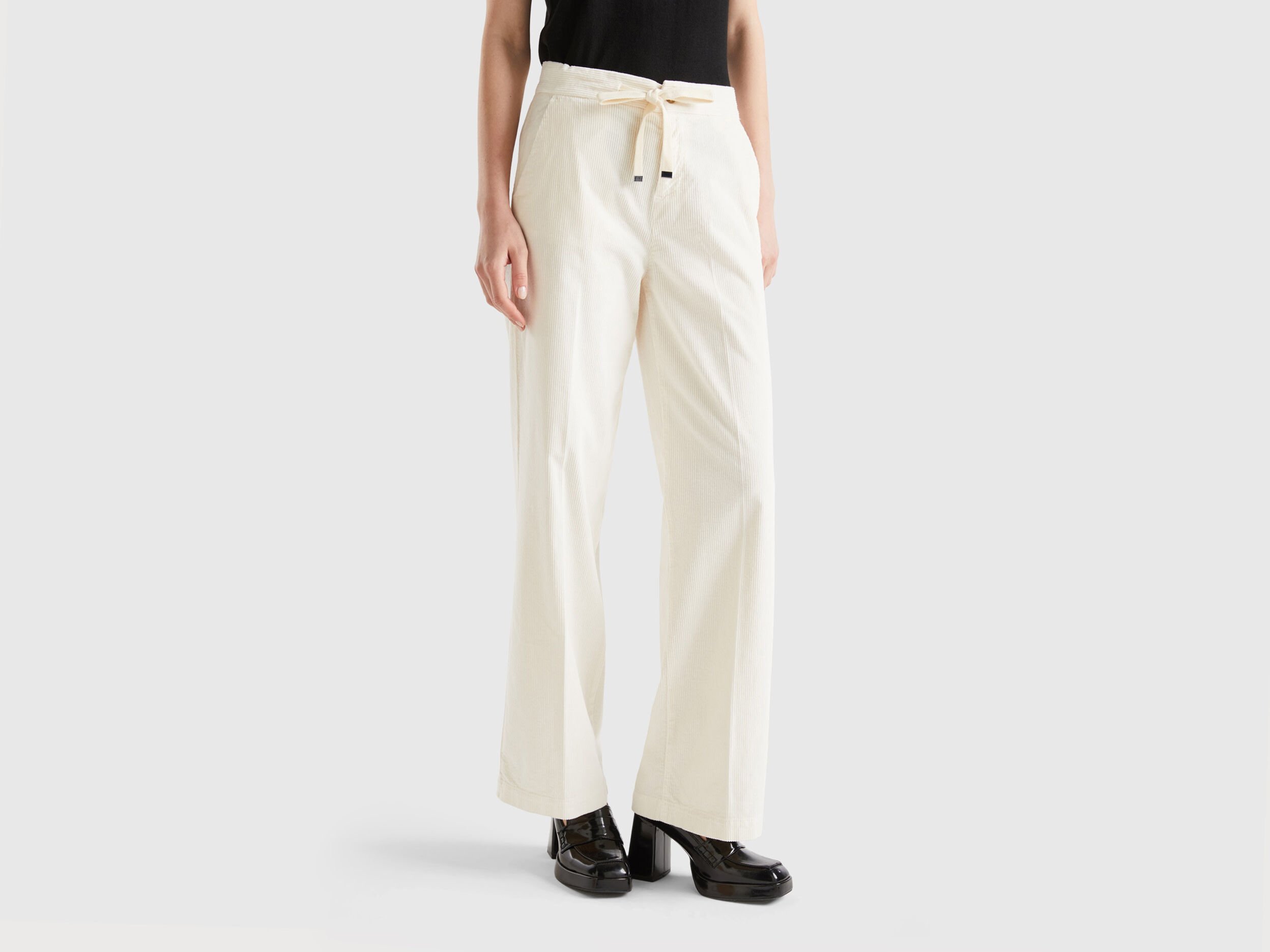 Pantalon velours deals blanc femme