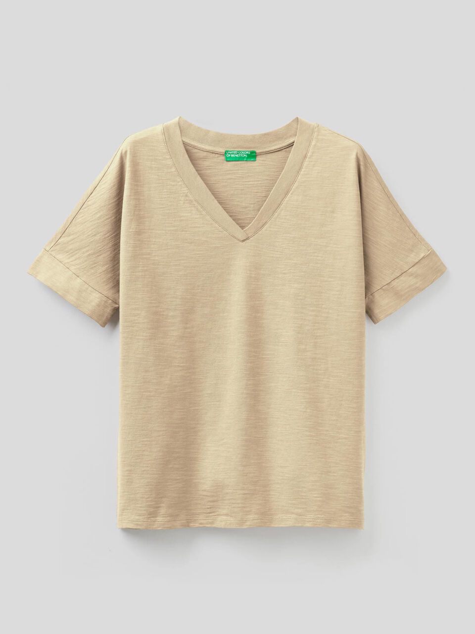 T-shirt avec col en V 100% coton image number 1