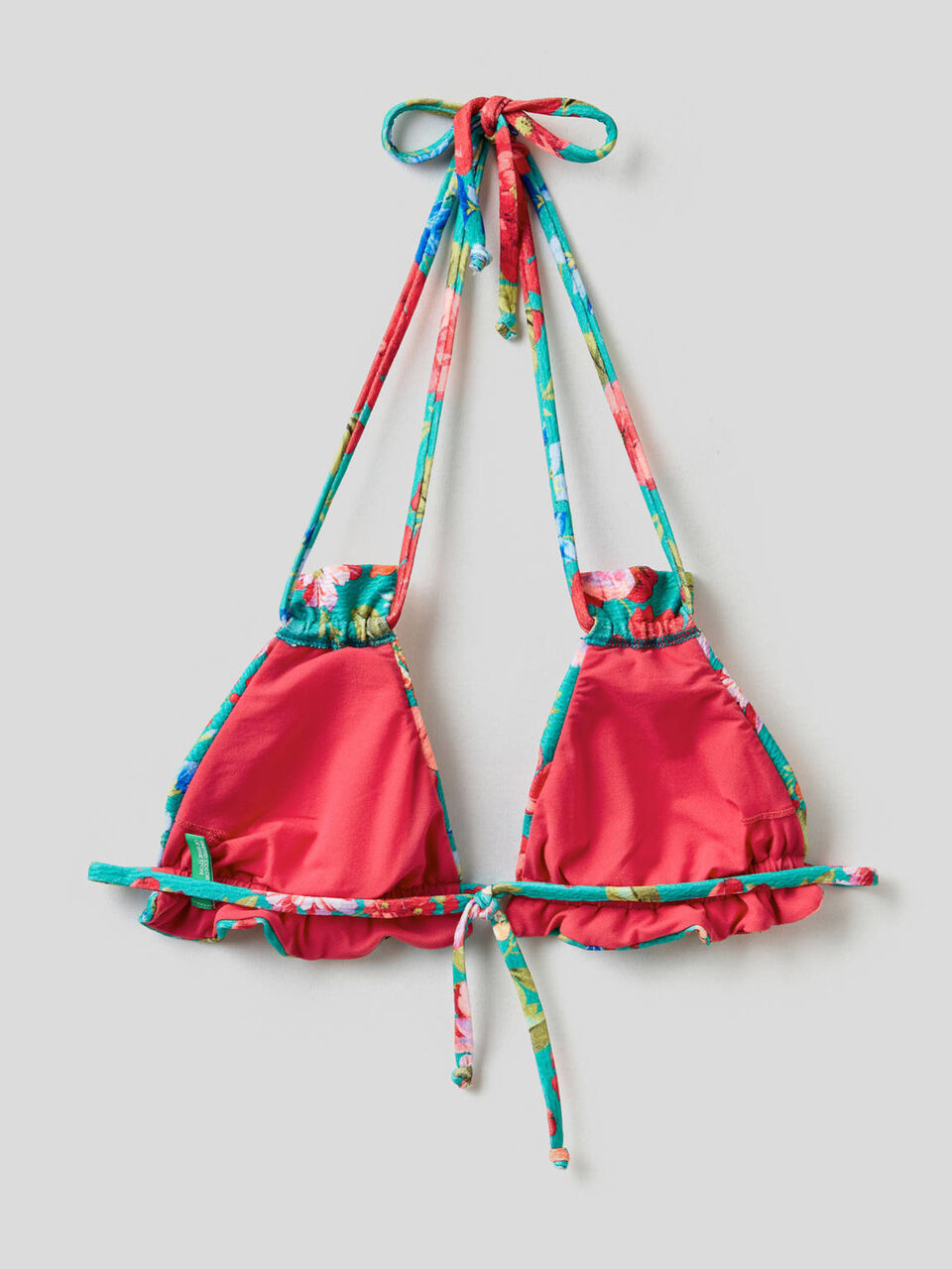 Haut de maillot triangle à motifs avec petits volants image number 2