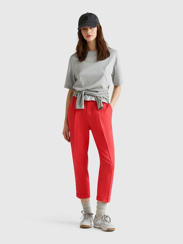 Pantalon court en 100% lin Femme