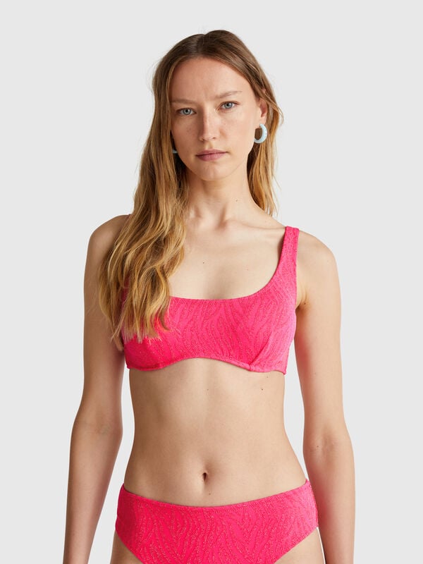 Soutien-gorge de plage imprimé animalier avec lurex Femme