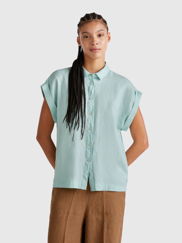 Chemise coupe classique en pur lin Femme