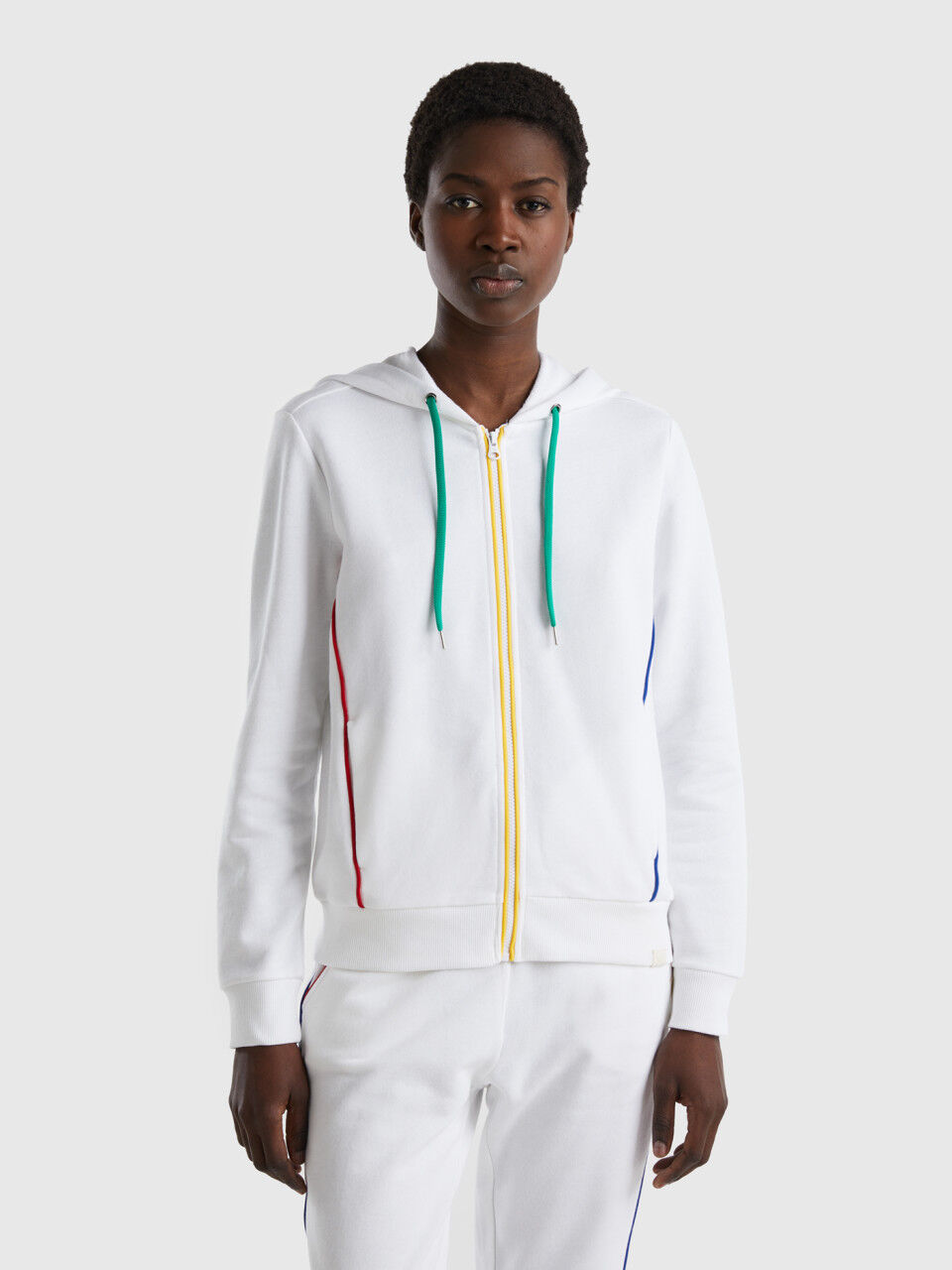 Sweat zippé 100 % coton à capuche
