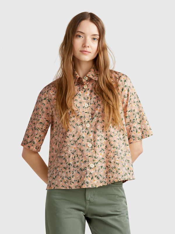 Chemise à motifs en coton léger Femme