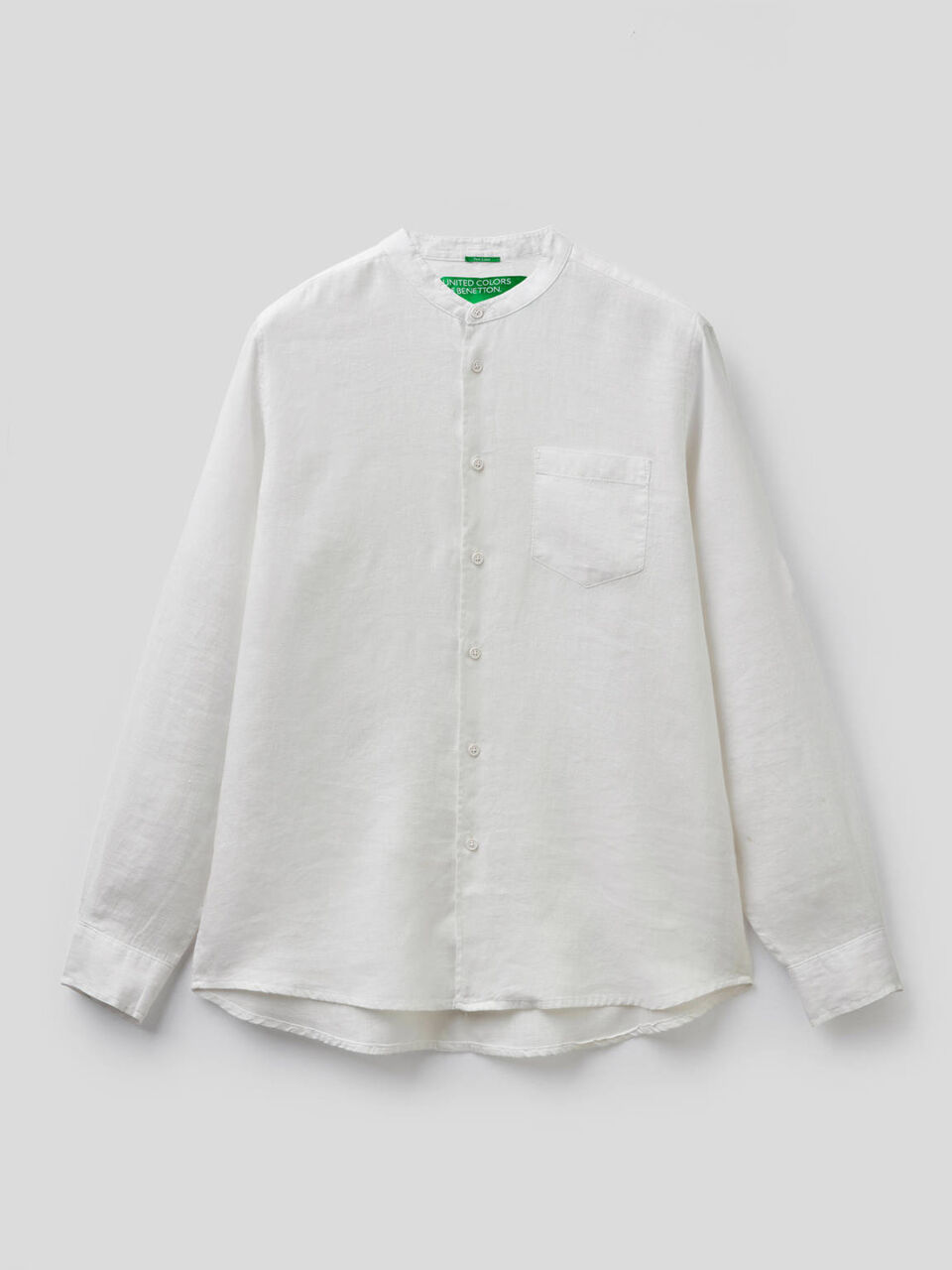 Chemise col mao 100% lin image number 1