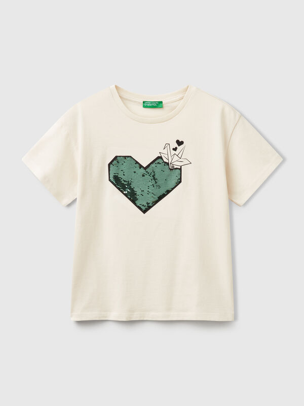 T-shirt avec imprimé et paillettes Filles