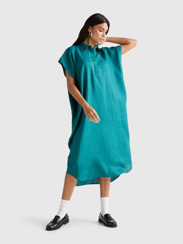 Robe midi en pur lin Femme