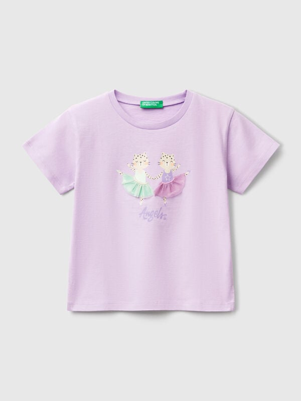 T-shirt avec imprimé et application Filles