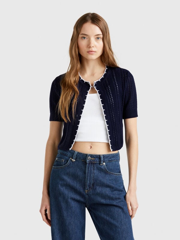 Cardigan court perforé Femme