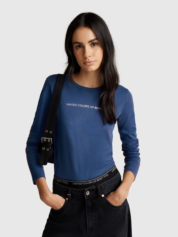 T-shirt à manches longues 100 % coton Femme