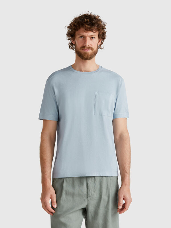 T-shirt en lin mélangé avec poche Homme