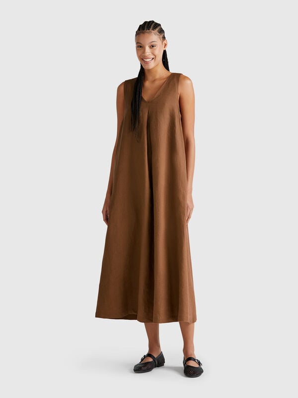 Robe sans manches en pur lin Femme