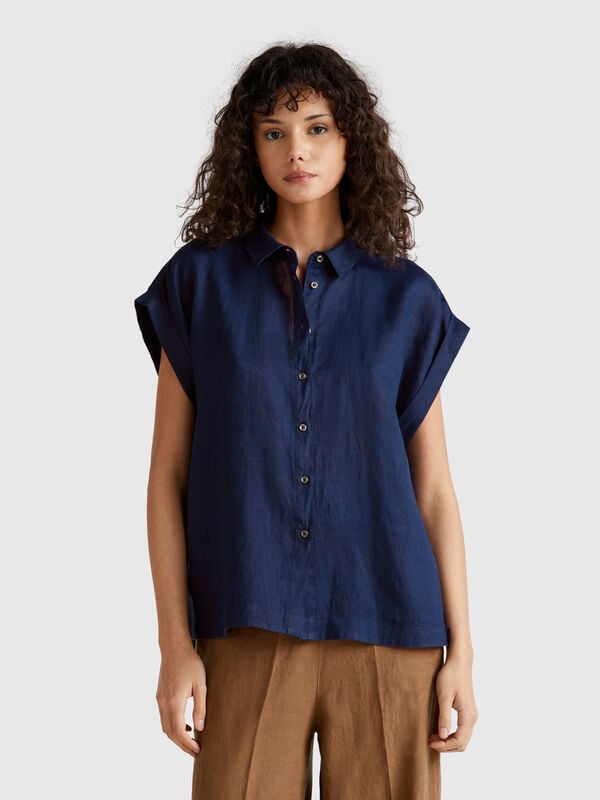 Chemise coupe classique en pur lin Femme