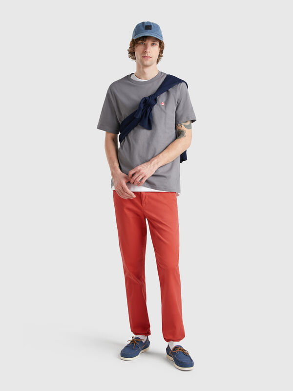 Chino slim rouge brique Homme