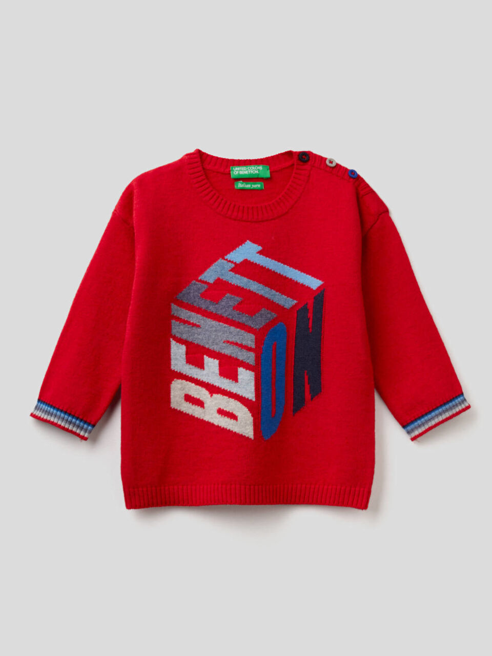 Pull avec motif multicolore en intarsia image number 1