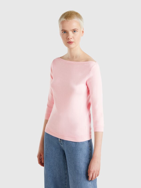 Pull 100 % coton à encolure bateau Femme