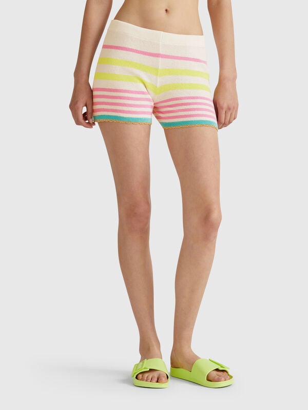Short en maille rayée Femme