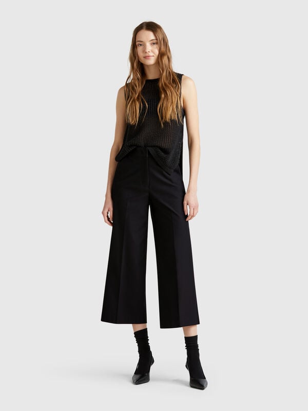Pantalon court taille haute Femme