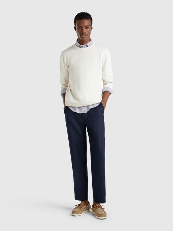 Pantalon à cordon en pur lin Homme