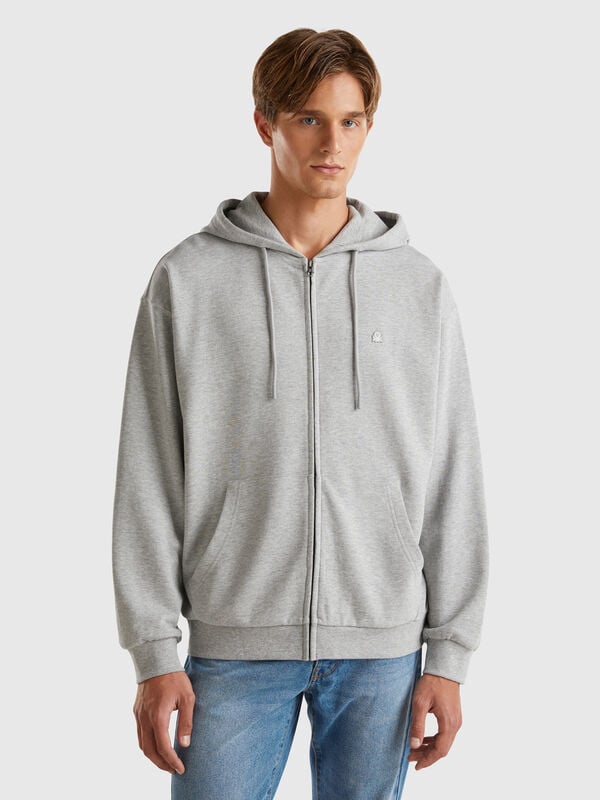Sweat-shirt en coton avec zip et capuche Homme