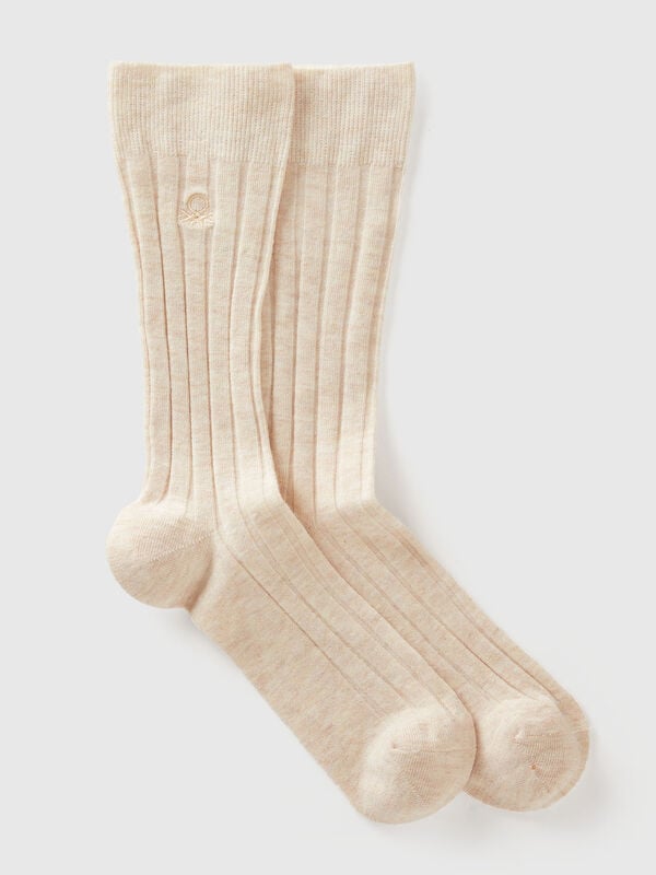 Chaussettes hautes en mélange de cachemire