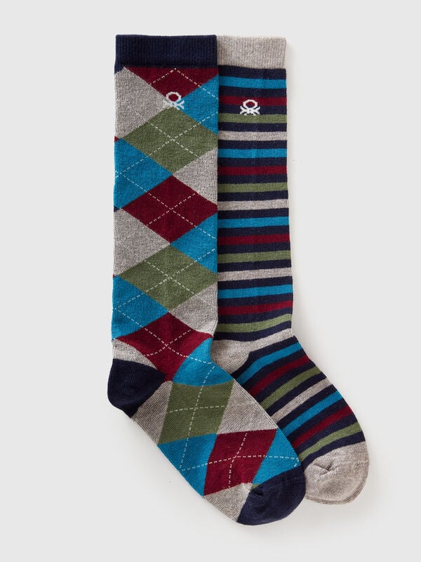Deux paires de chaussettes hautes à motifs Garçon