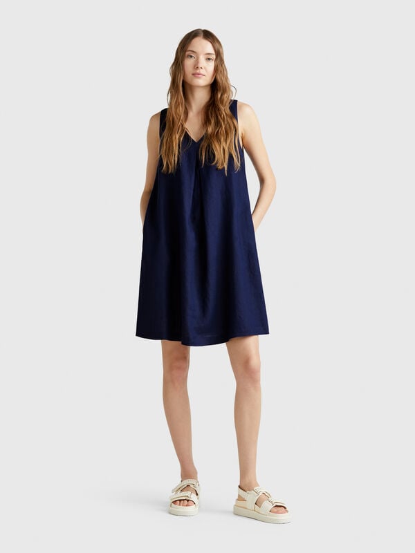 Robe sans manches en pur lin Femme
