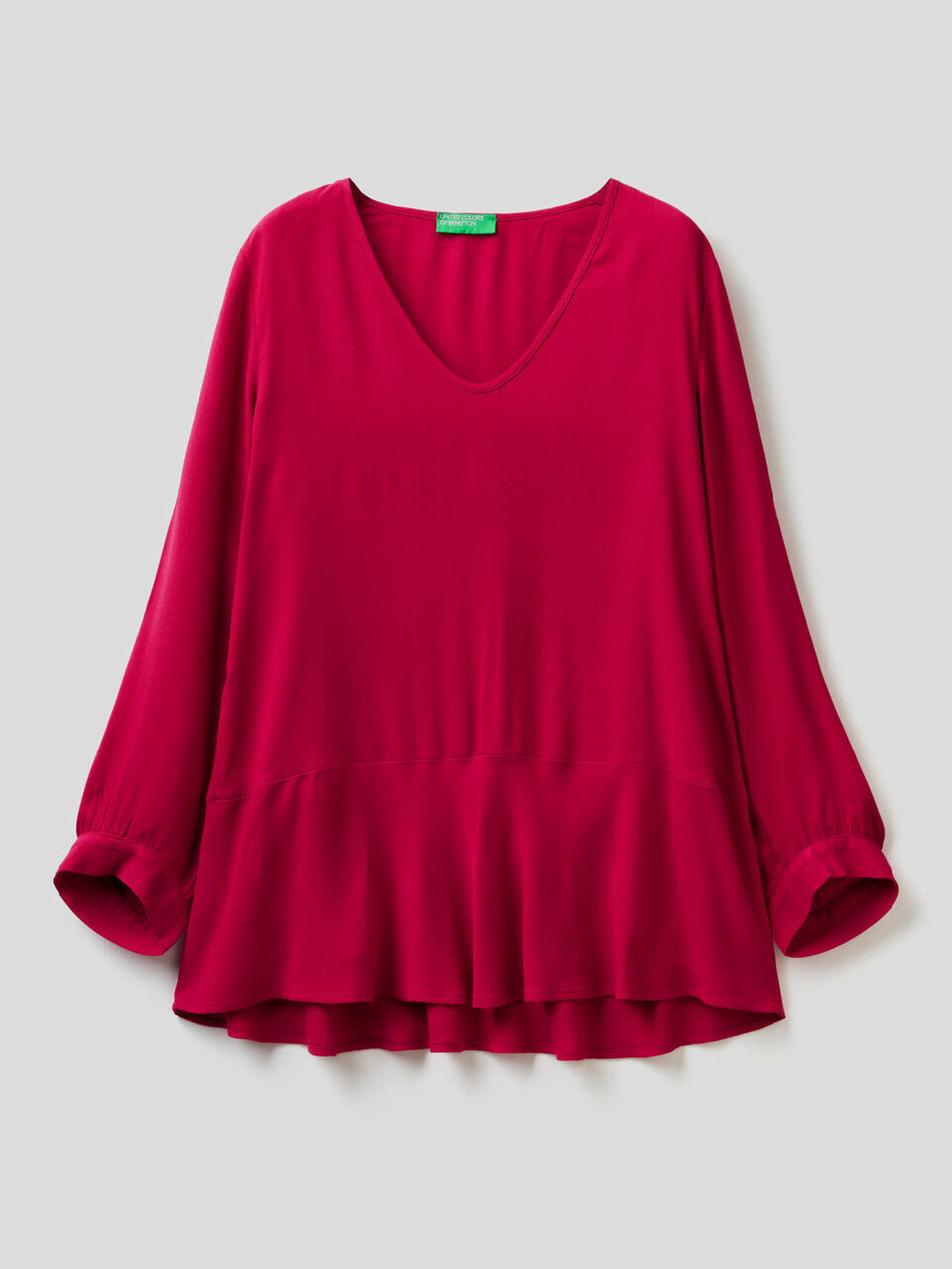 Blouse avec col en V et volant en bas image number 1