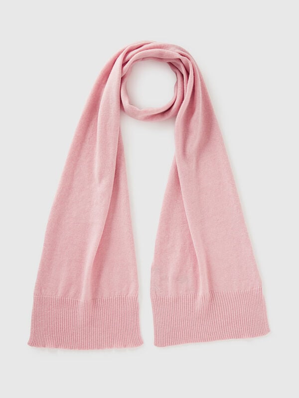 Écharpe rose poudré en pure laine mérinos Femme