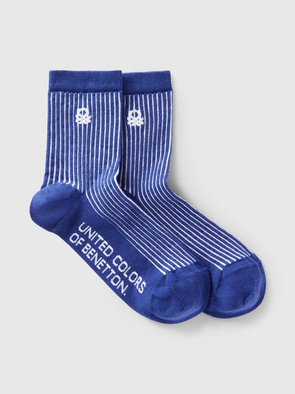 Chaussettes rayées bleu foncé