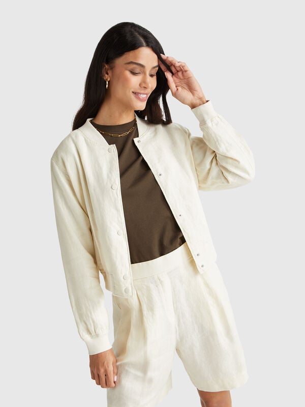 Blouson aviateur 100% lin Femme
