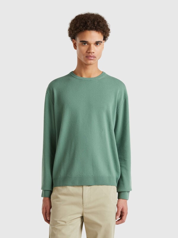 Pull vert forêt en pure laine mérinos Homme