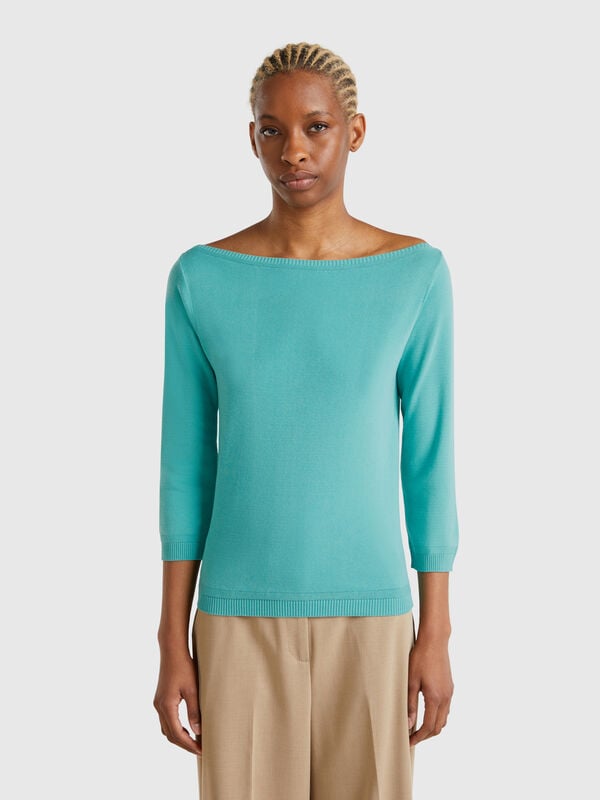 Pull 100 % coton à encolure bateau Femme