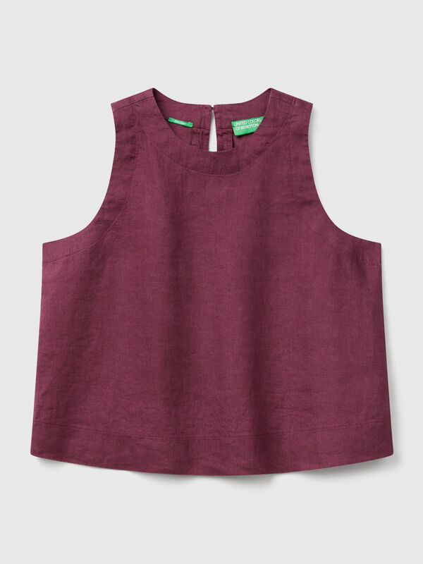 Haut sans manches en pur lin Femme
