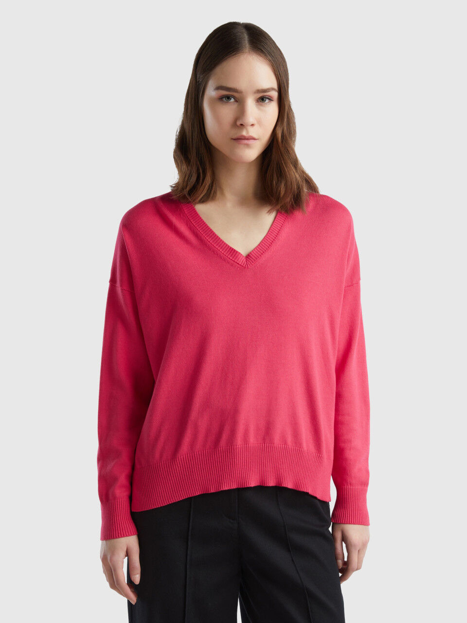 Pull manche courte col v femme store