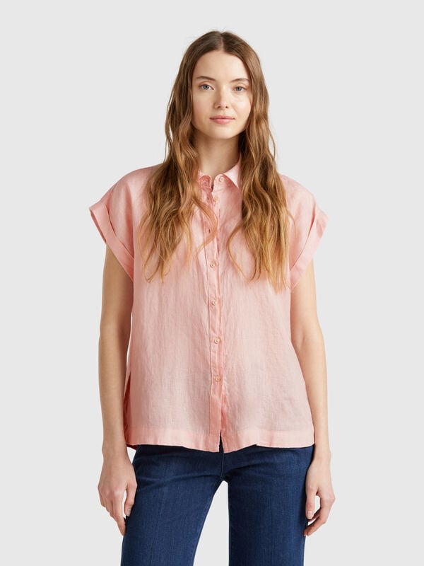 Chemise coupe classique en pur lin Femme