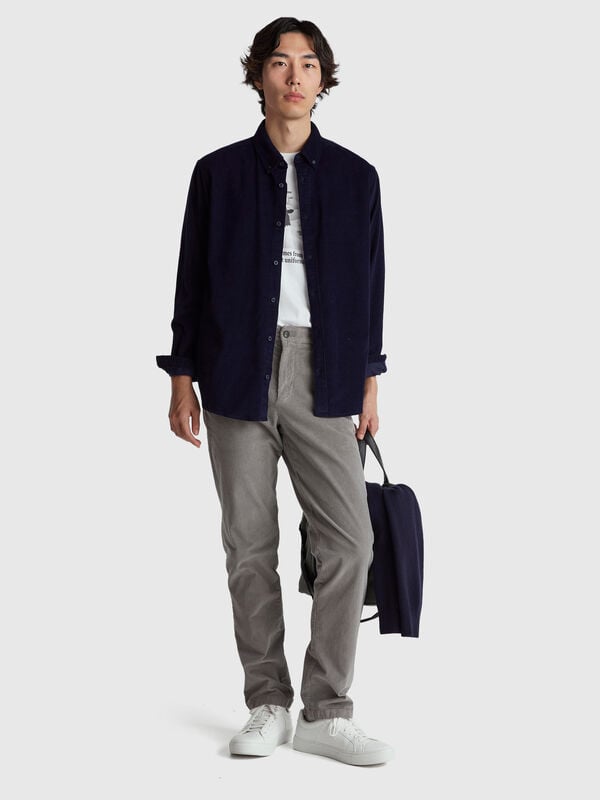 Chemise boutonnée en velours Homme