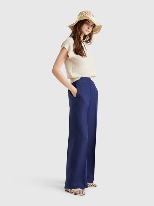 Pantalon Palazzo en 100% lin Femme
