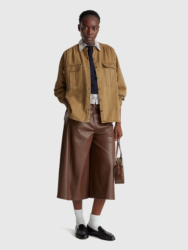 Chemise oversize à col mao Femme