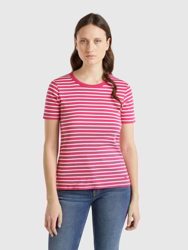 T-shirt rayé à col rond Femme