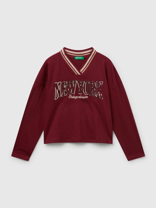 T-shirt avec broderie à paillettes Filles